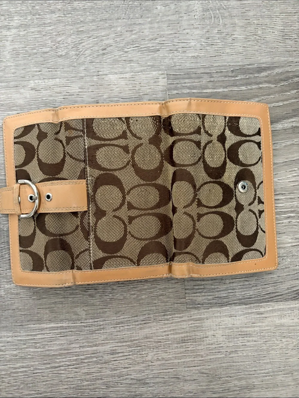 Coach Signature Canvas Wallet in Brown and Tan